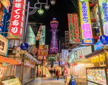 Rue Animation Lumières Tsutenkaku Osaka Japon